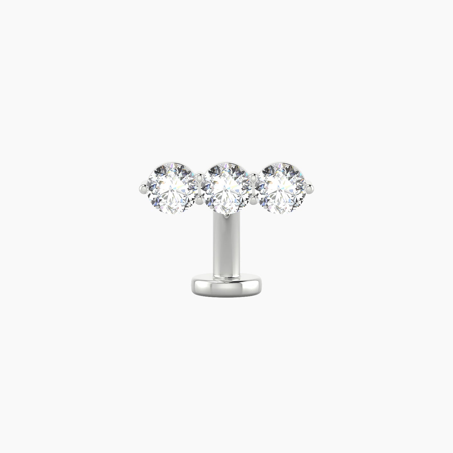 Ma'at | 18k White Gold 10 mm 8 mm Trilogy Diamond Floating Navel Piercing