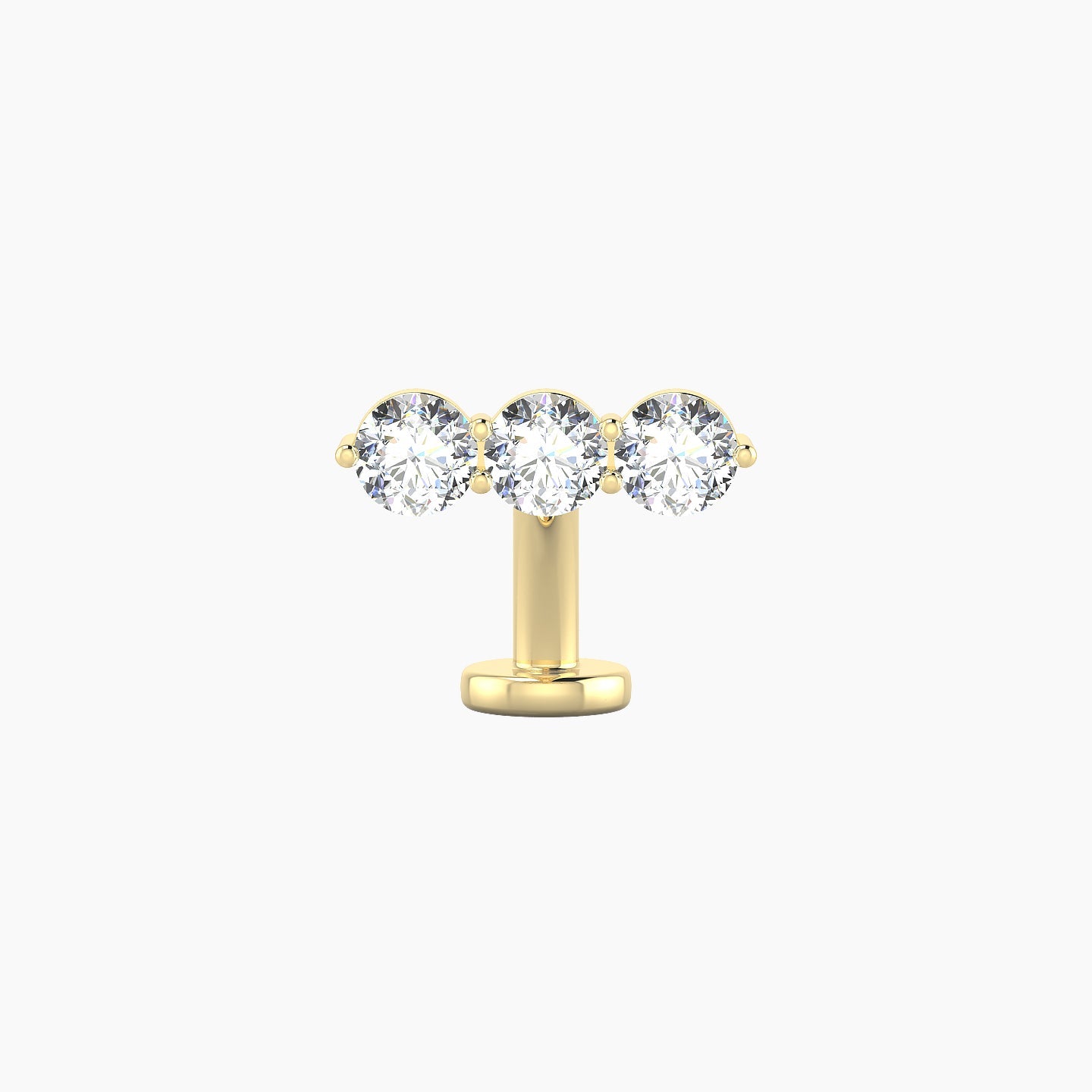 Ma'at | 18k Yellow Gold 10 mm 8 mm Trilogy Diamond Floating Navel Piercing