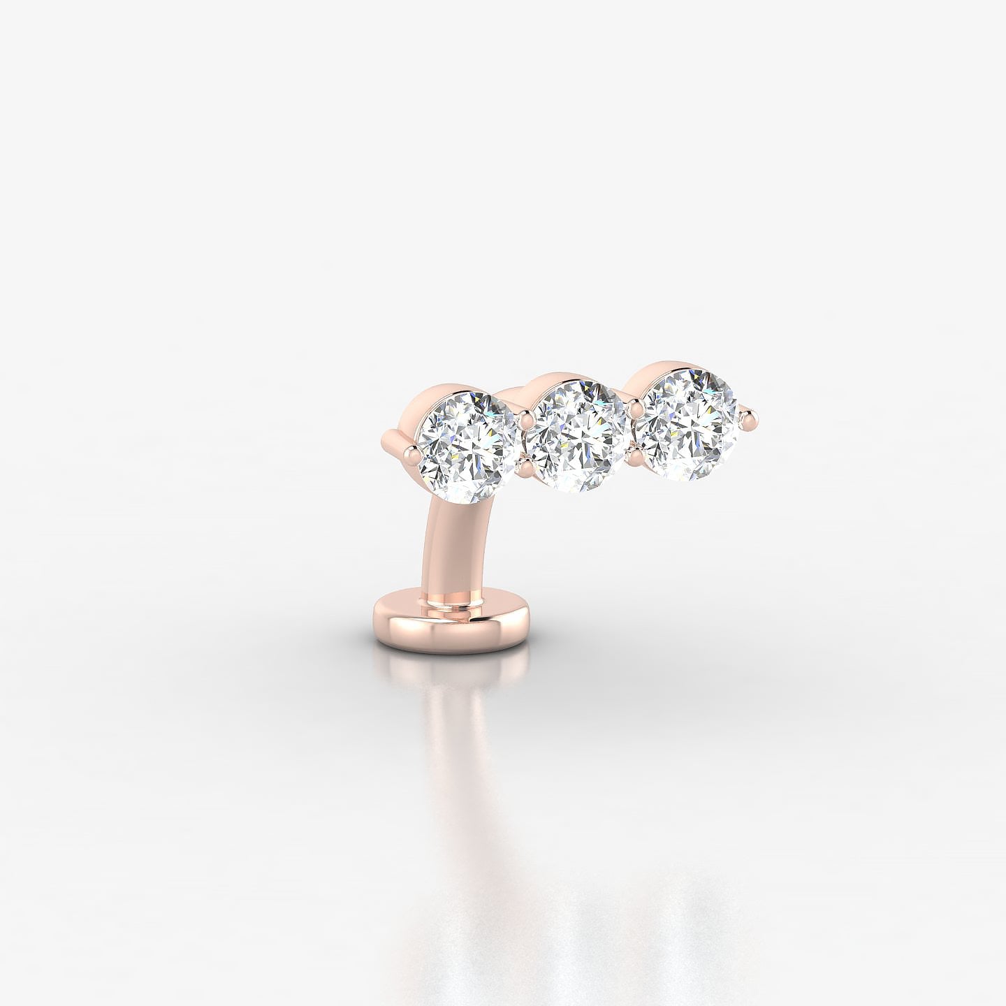 Ma'at | 18k Rose Gold 10 mm 8 mm Trilogy Diamond Floating Navel Piercing