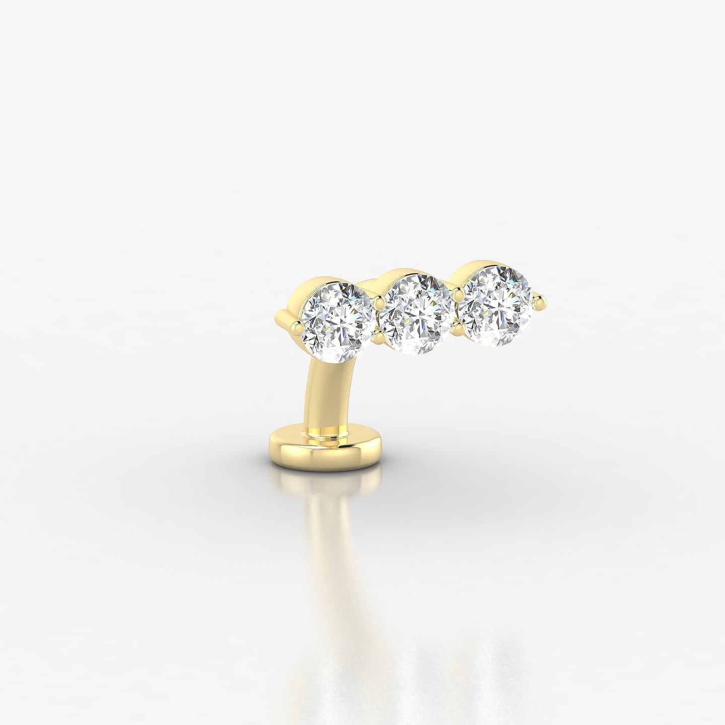 Ma'at | 18k Yellow Gold 10 mm 8 mm Trilogy Diamond Floating Navel Piercing