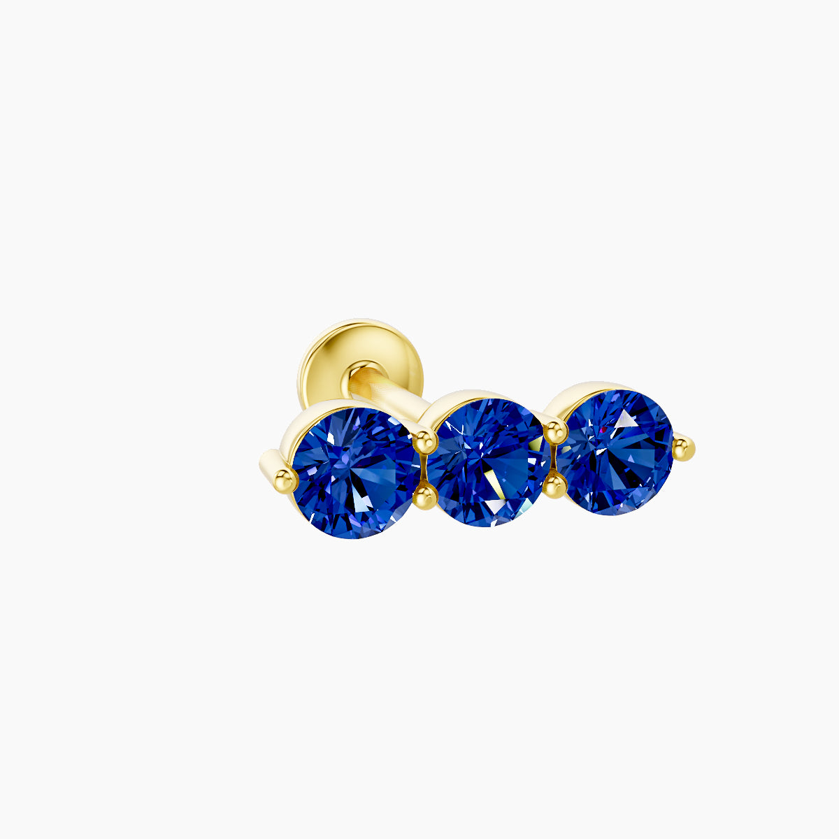 Ma'at | 18k Yellow Gold 8 mm 10 mm Trilogy Sapphire Piercing