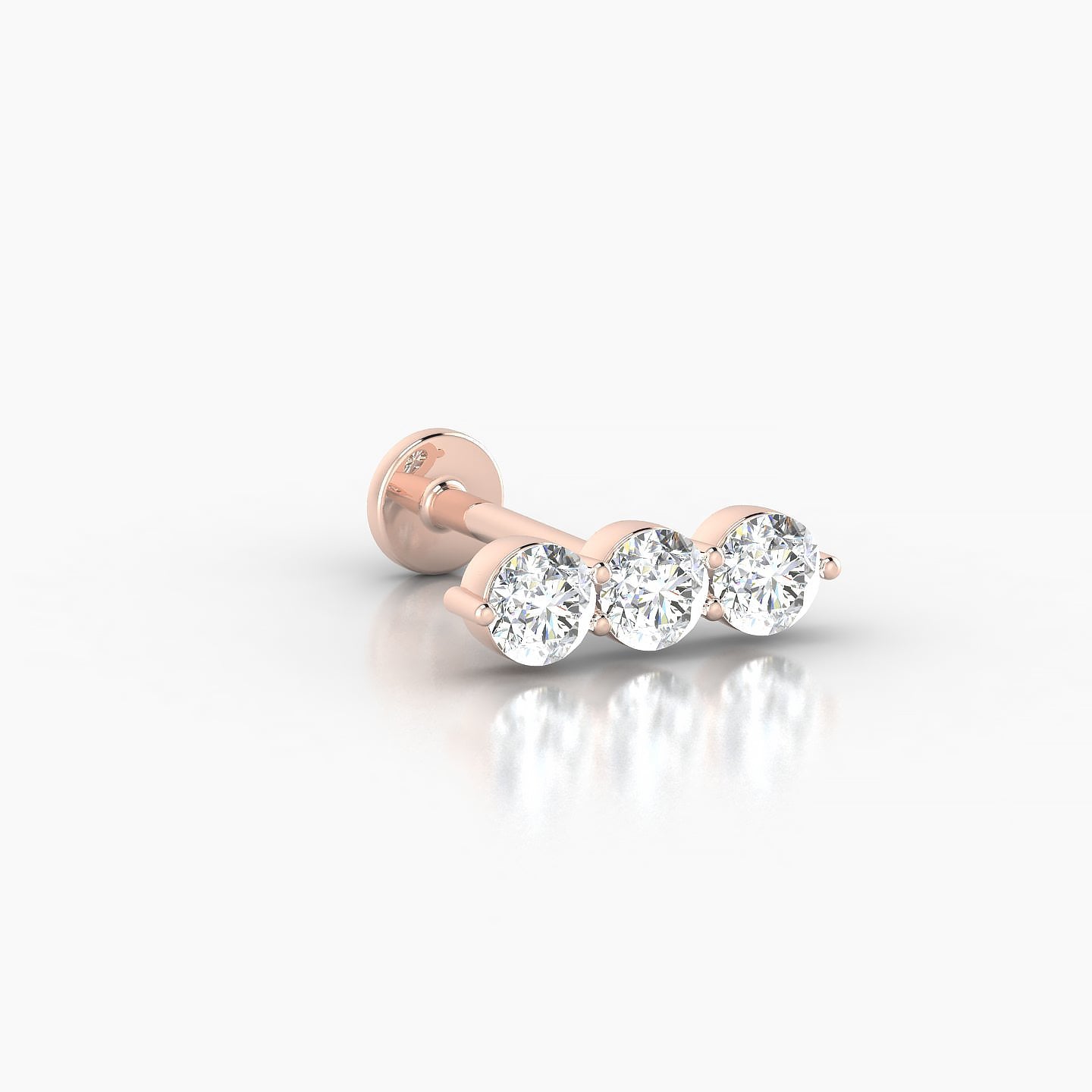Ma'at | 18k Rose Gold 10 mm 8 mm Trilogy Diamond Piercing