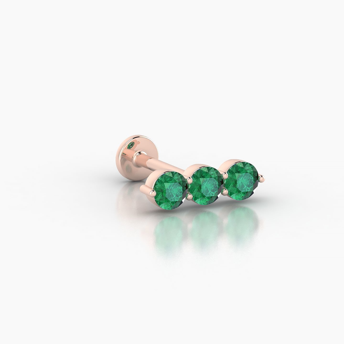 Ma'at | 18k Rose Gold 8 mm 10 mm Trilogy Emerald Piercing