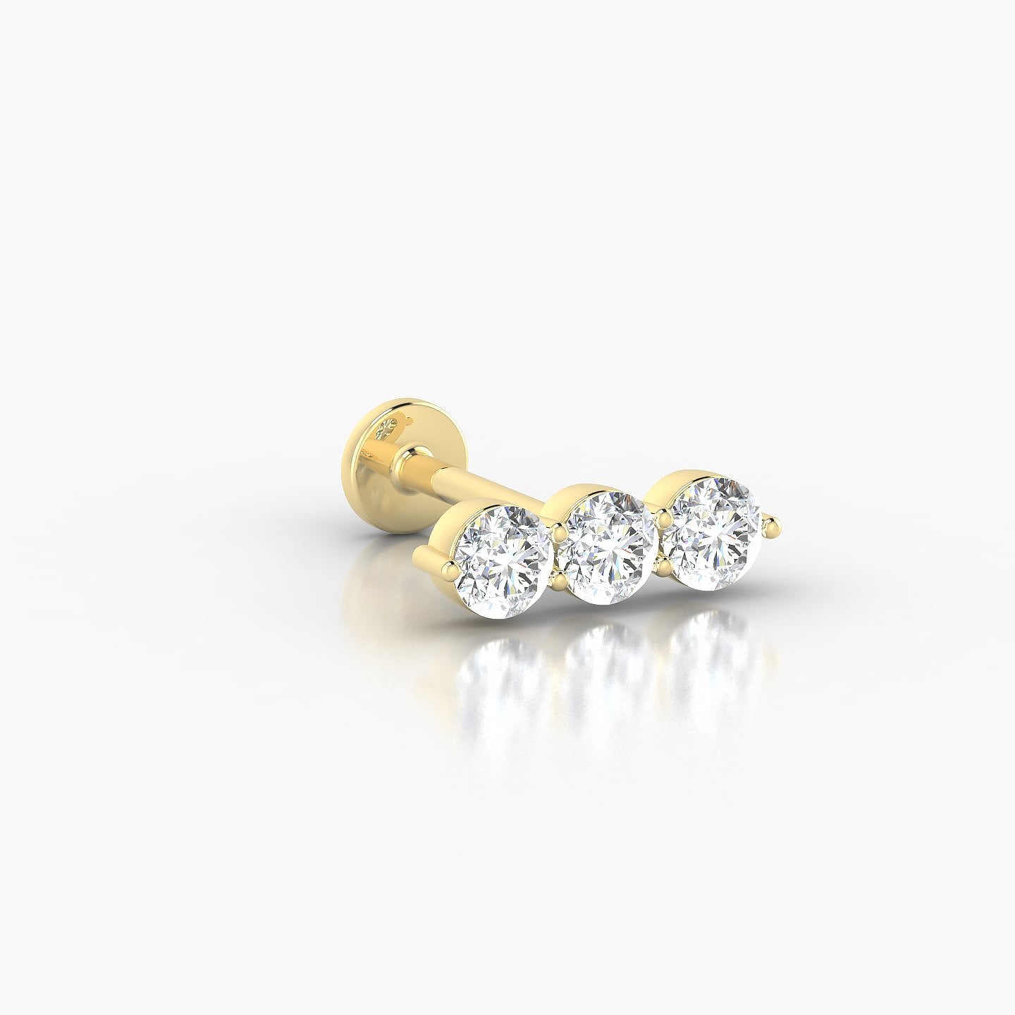 Ma'at | 18k Yellow Gold 10 mm 8 mm Trilogy Diamond Piercing