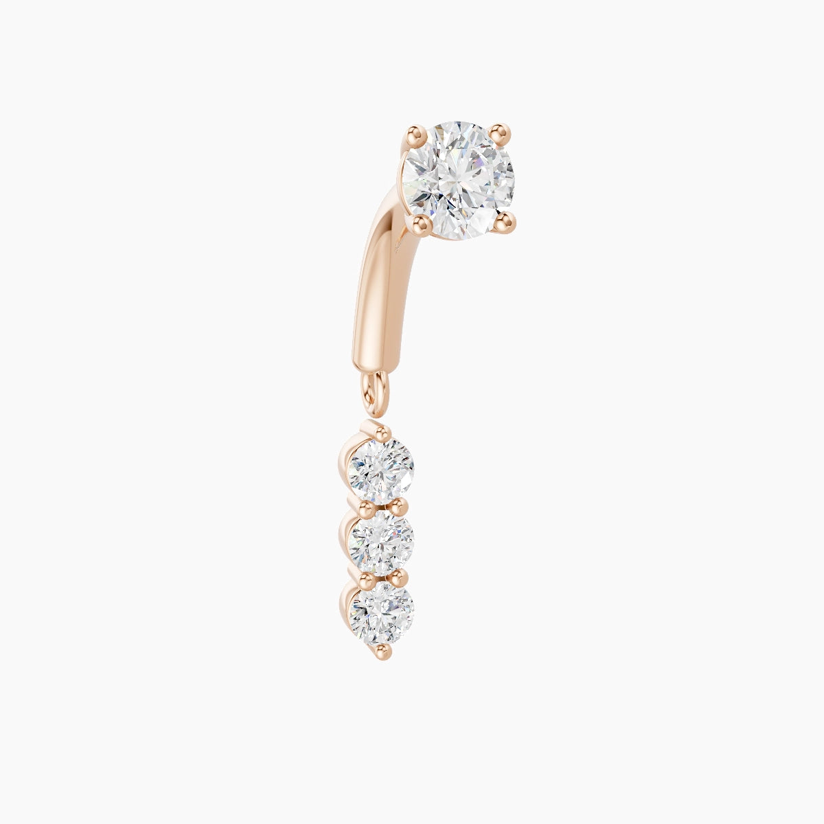 Ma'at | 18k Rose Gold 6 mm Trilogy Diamond Rook Piercing