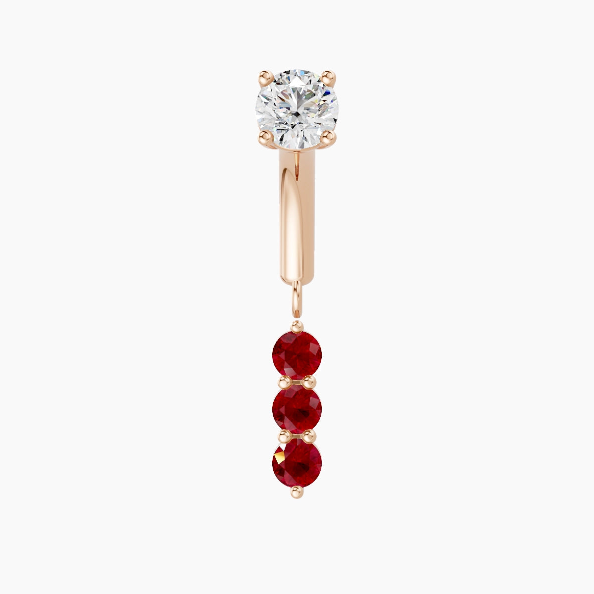 Ma'at | 18k Rose Gold 6 mm Trilogy Ruby & Diamond Rook Piercing