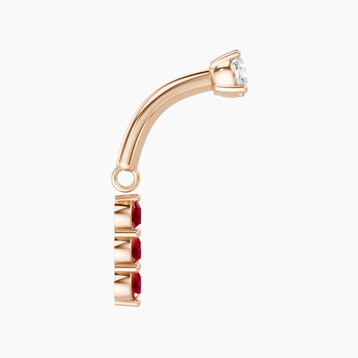 Ma'at | 18k Rose Gold 6 mm Trilogy Ruby & Diamond Rook Piercing