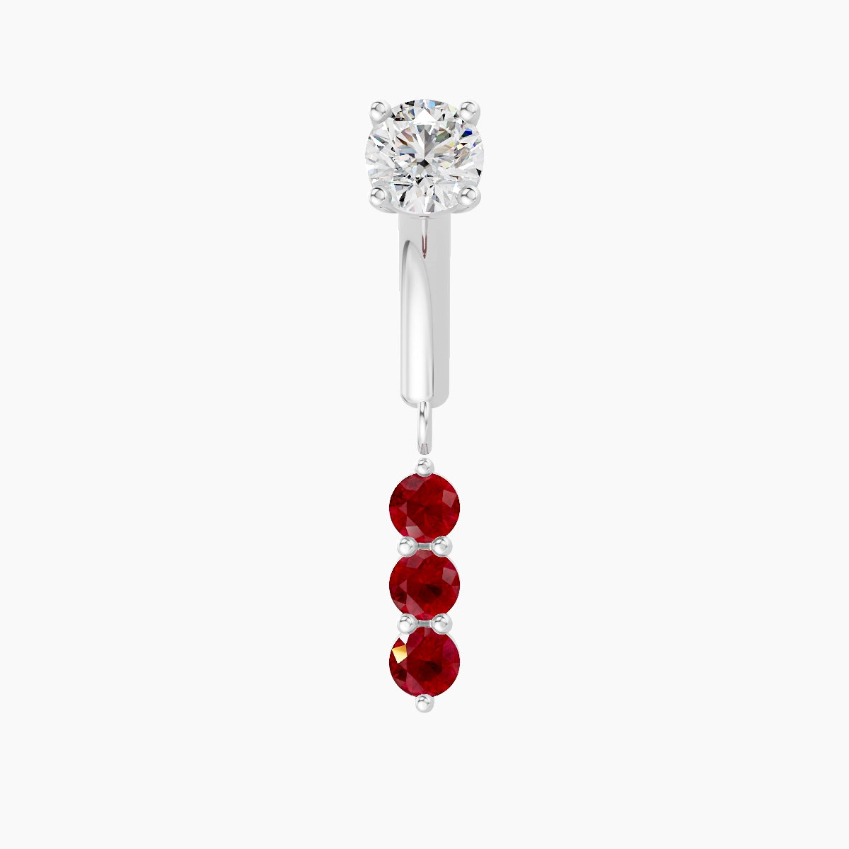 Ma'at | 18k White Gold 6 mm Trilogy Ruby & Diamond Rook Piercing