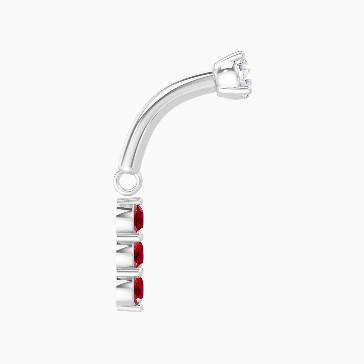 Ma'at | 18k White Gold 6 mm Trilogy Ruby & Diamond Rook Piercing