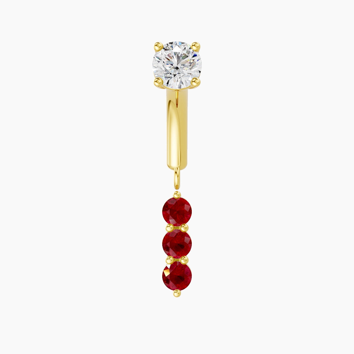 Ma'at | 18k Yellow Gold 6 mm Trilogy Ruby & Diamond Rook Piercing