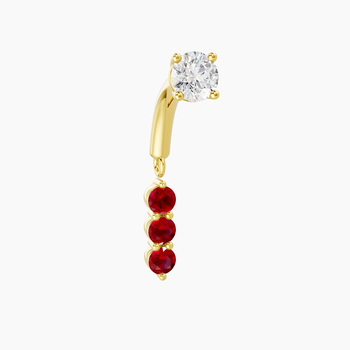 Ma'at | 18k Yellow Gold 6 mm Trilogy Ruby & Diamond Rook Piercing