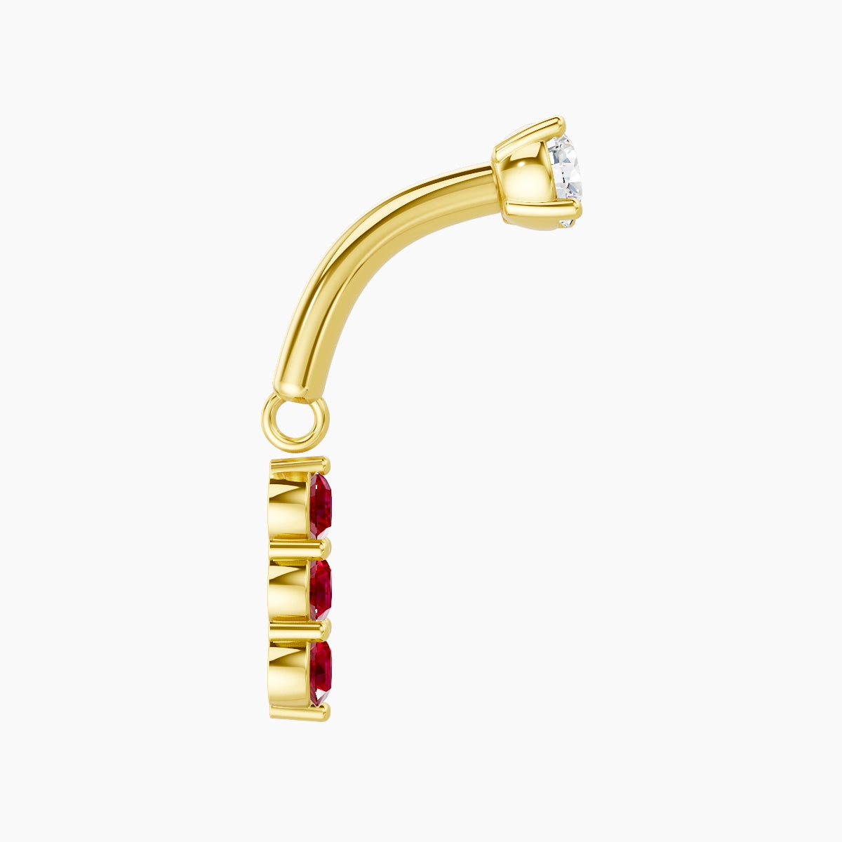 Ma'at | 18k Yellow Gold 6 mm Trilogy Ruby & Diamond Rook Piercing