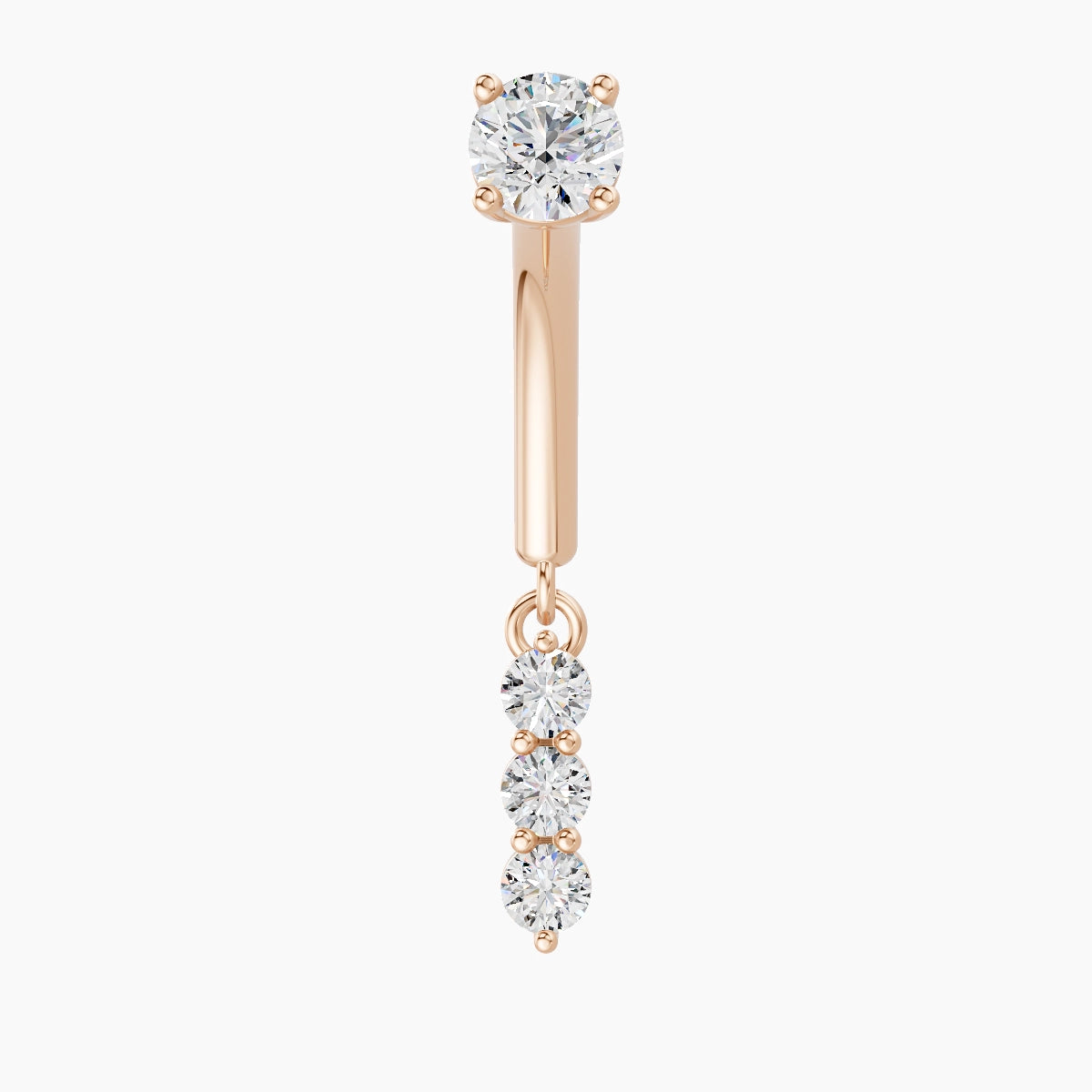 Ma'at | 18k Rose Gold 8 mm Trilogy Diamond Rook Piercing