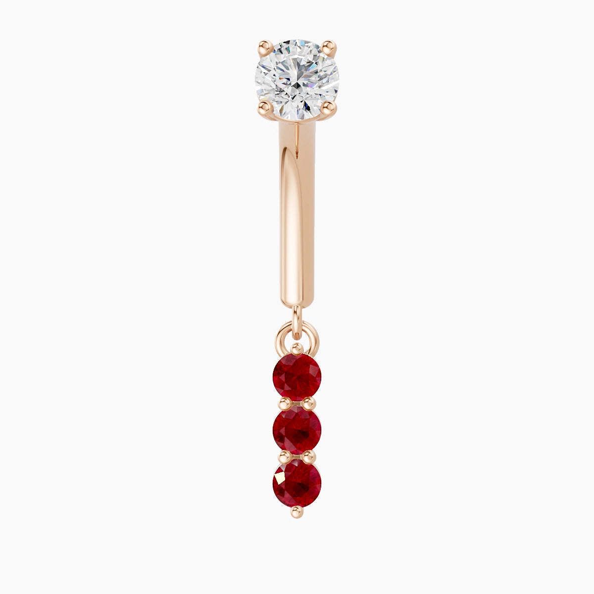 Ma'at | 18k Rose Gold 8 mm Trilogy Ruby & Diamond Rook Piercing