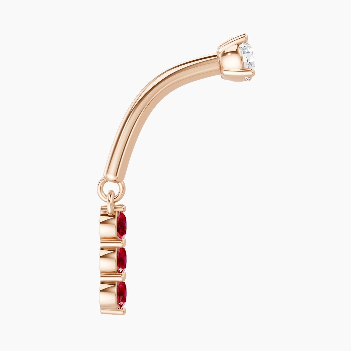 Ma'at | 18k Rose Gold 8 mm Trilogy Ruby & Diamond Rook Piercing