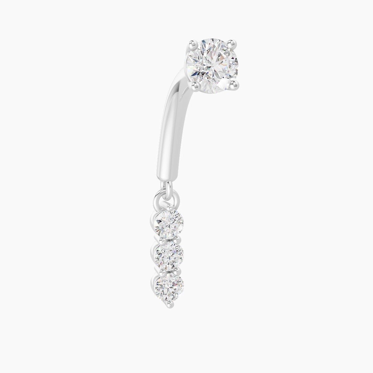 Ma'at | 18k White Gold 8 mm Trilogy Diamond Rook Piercing