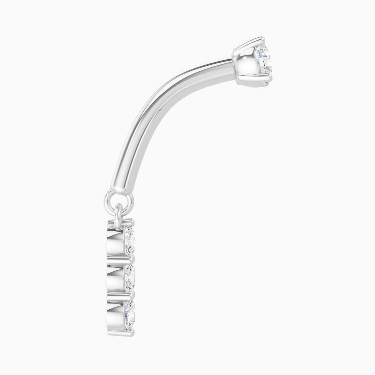 Ma'at | 18k White Gold 8 mm Trilogy Diamond Rook Piercing