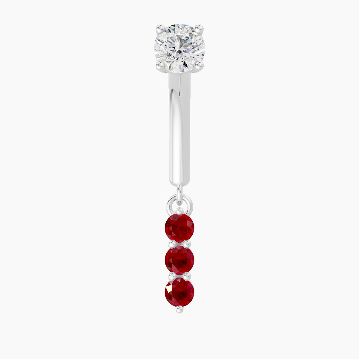 Ma'at | 18k White Gold 8 mm Trilogy Ruby & Diamond Rook Piercing