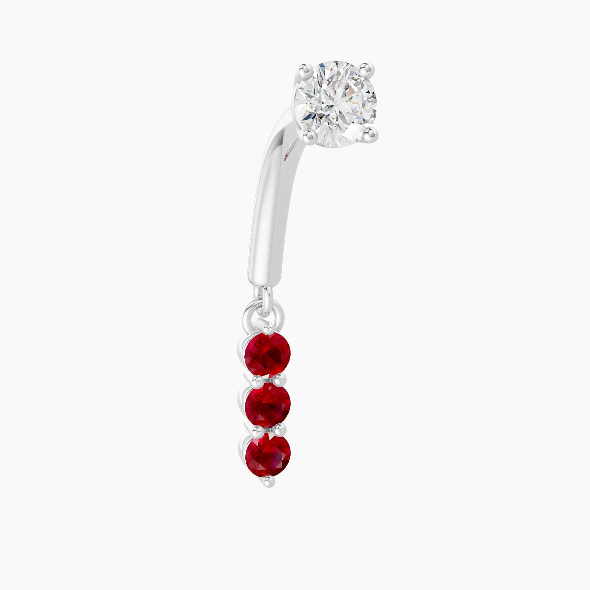 Ma'at | 18k White Gold 8 mm Trilogy Ruby & Diamond Rook Piercing