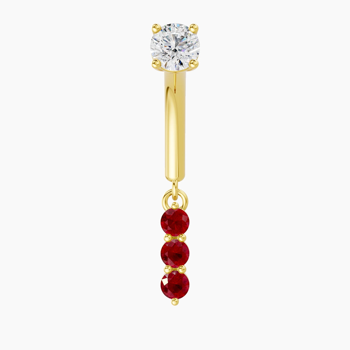 Ma'at | 18k Yellow Gold 8 mm Trilogy Ruby & Diamond Rook Piercing