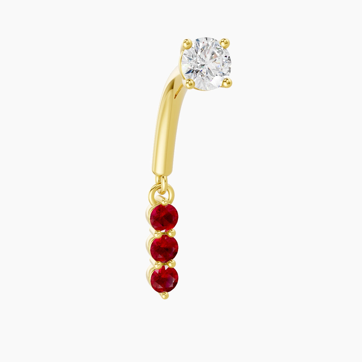 Ma'at | 18k Yellow Gold 8 mm Trilogy Ruby & Diamond Rook Piercing