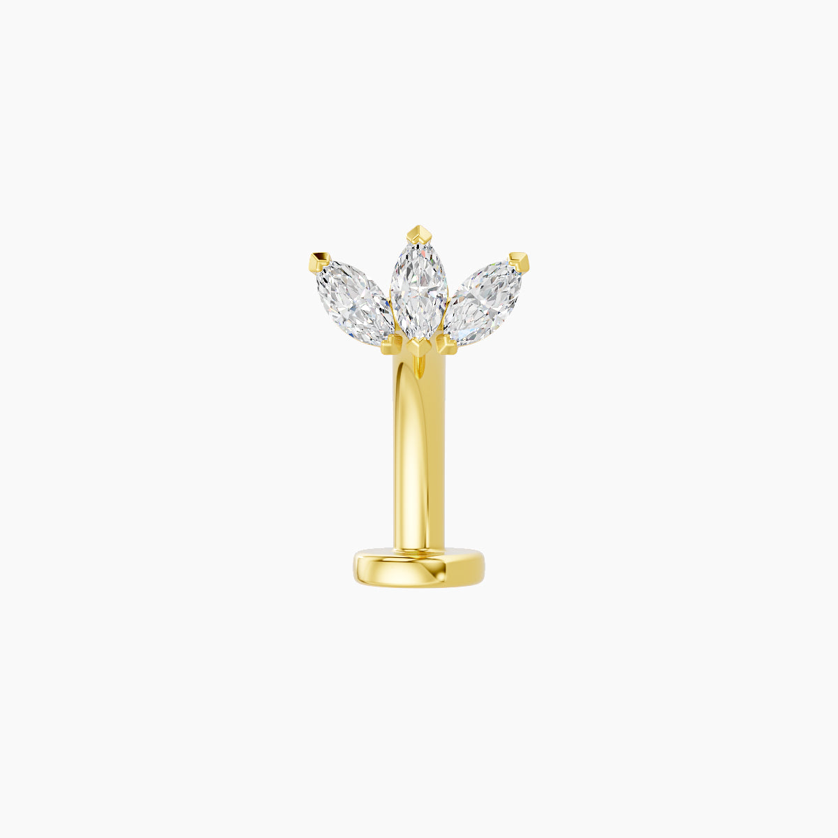 Maia | 18k Yellow Gold 6 mm 10 mm Lotus Diamond Floating Navel Piercing