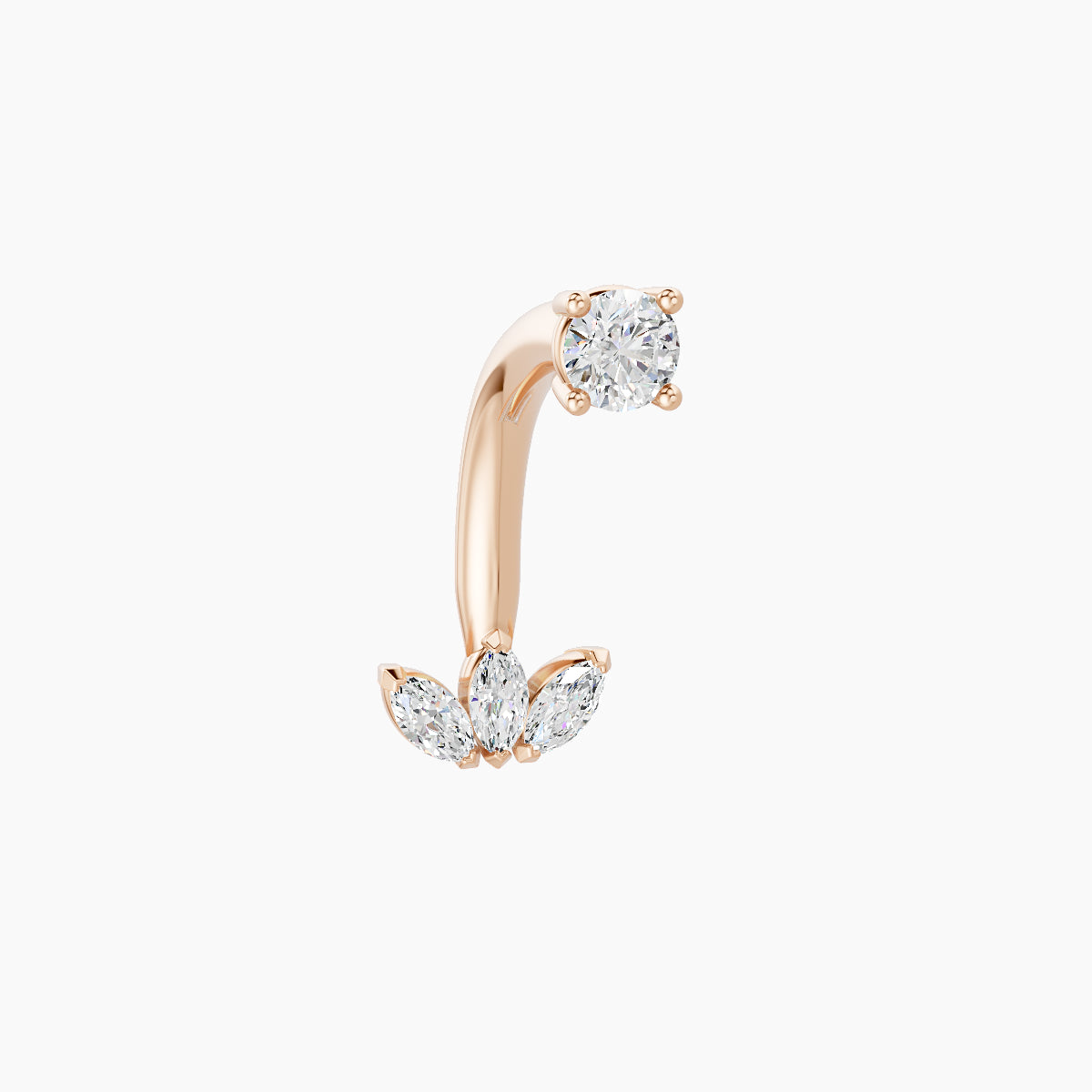 Maia | 18k Rose Gold 6 mm 10 mm Lotus Diamond Navel Piercing