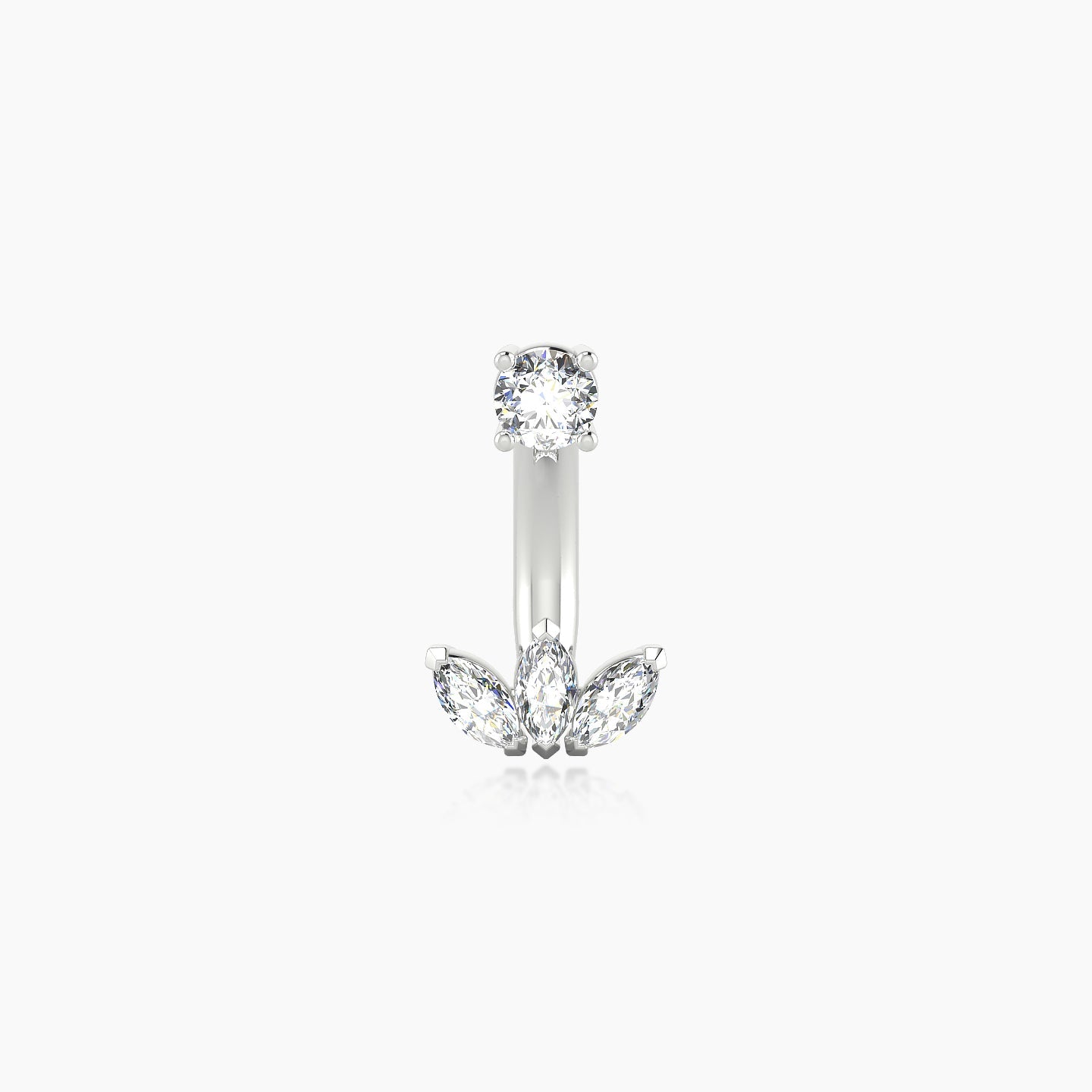 Maia | 18k White Gold 10 mm 6 mm Lotus Diamond Navel Piercing