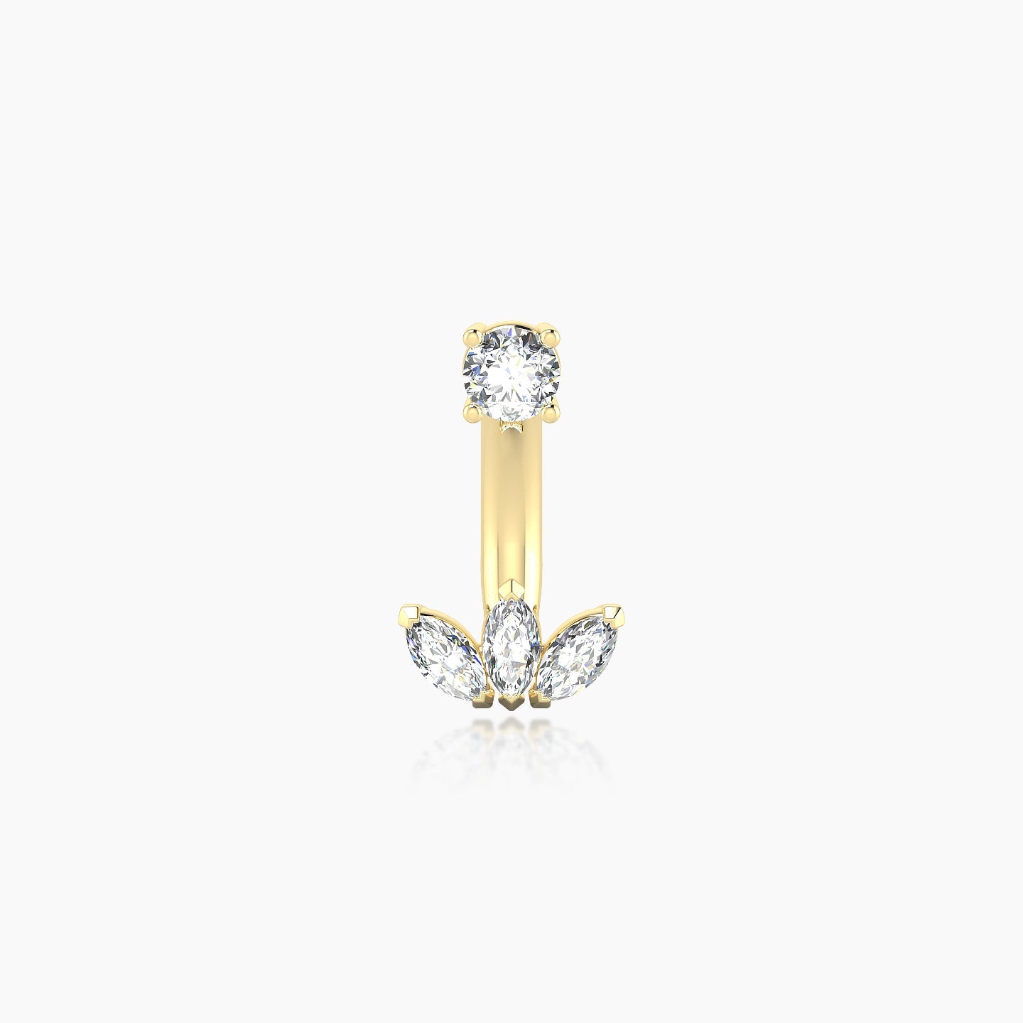 Maia | 18k Yellow Gold 10 mm 6 mm Lotus Diamond Navel Piercing