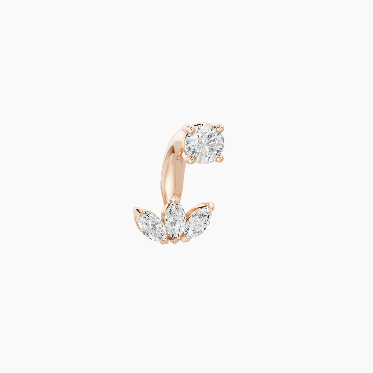 Maia | 18k Rose Gold 6 mm 6 mm Lotus Diamond Navel Piercing