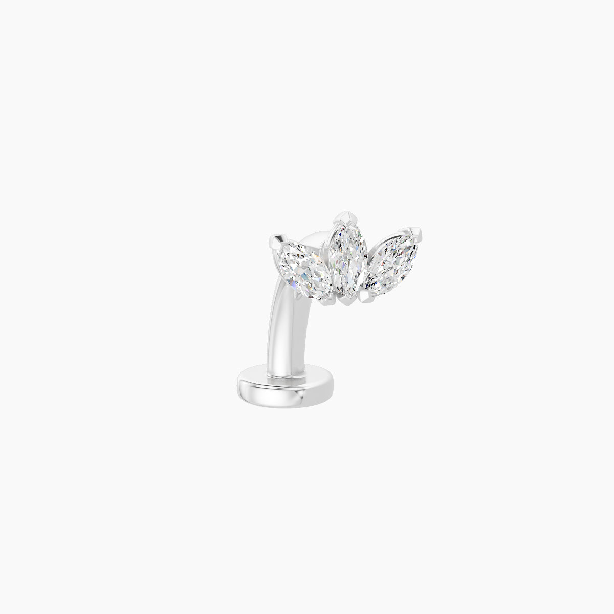 Maia | 18k White Gold 6 mm 8 mm Lotus Diamond Floating Navel Piercing