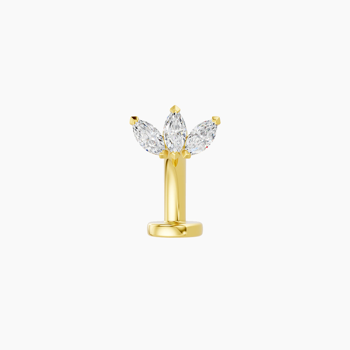 Maia | 18k Yellow Gold 6 mm 8 mm Lotus Diamond Floating Navel Piercing