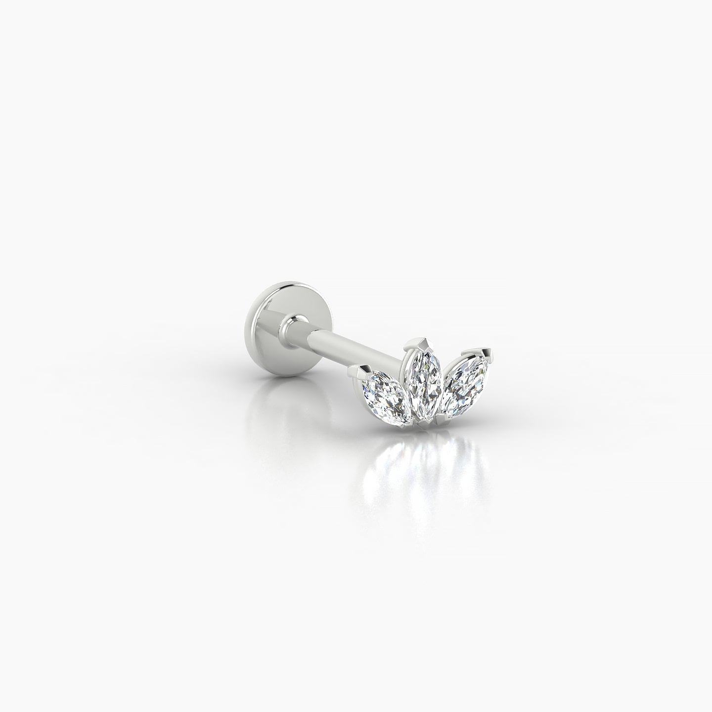 Maia | 18k White Gold 6 mm 8 mm Lotus Diamond Nose Piercing
