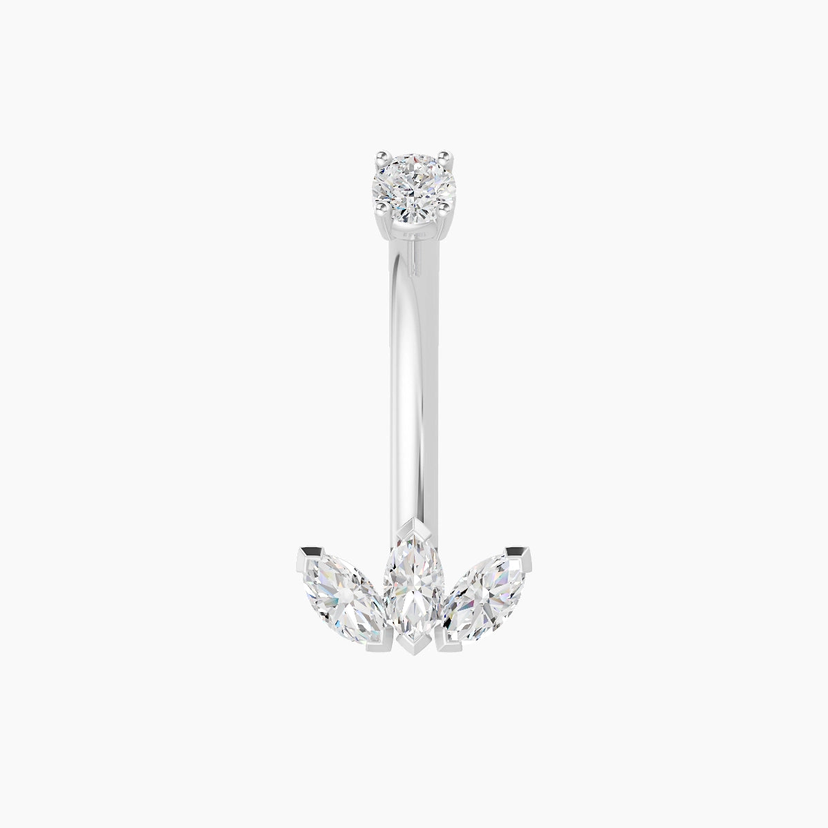Maia | 18k White Gold 8 mm 10 mm Lotus Diamond Belly Piercing
