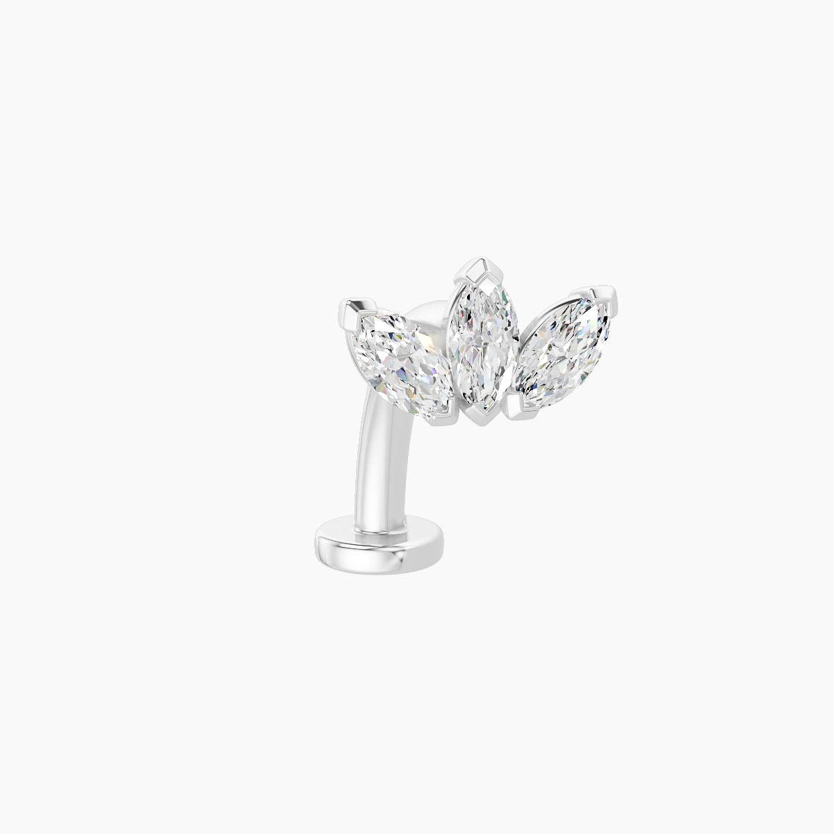 Maia | 18k White Gold 8 mm 10 mm Lotus Diamond Floating Navel Piercing