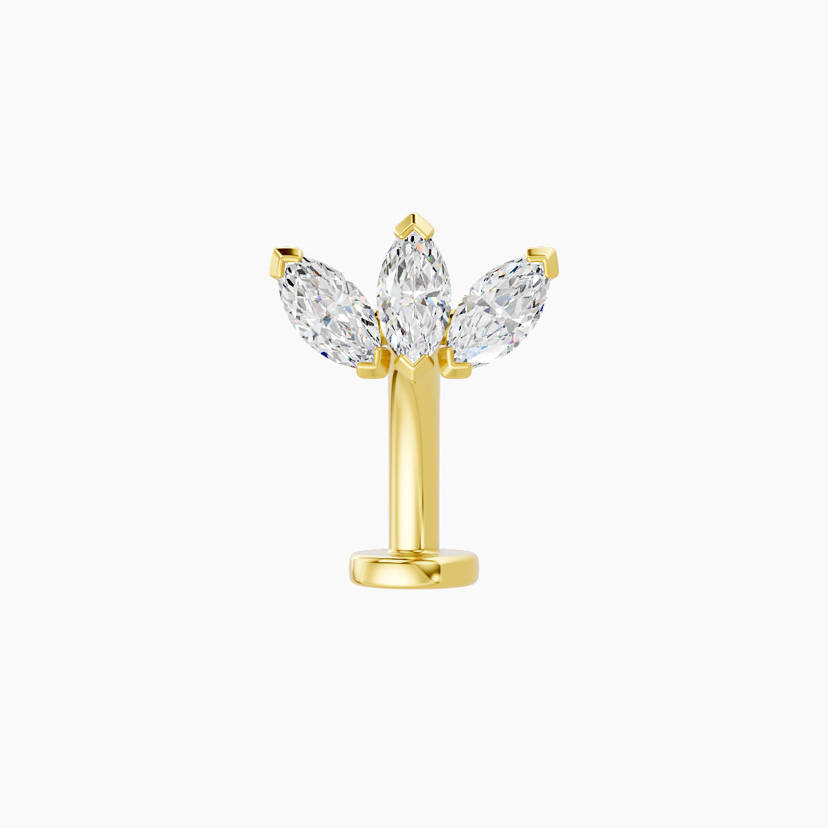 Maia | 18k Yellow Gold 8 mm 10 mm Lotus Diamond Floating Navel Piercing