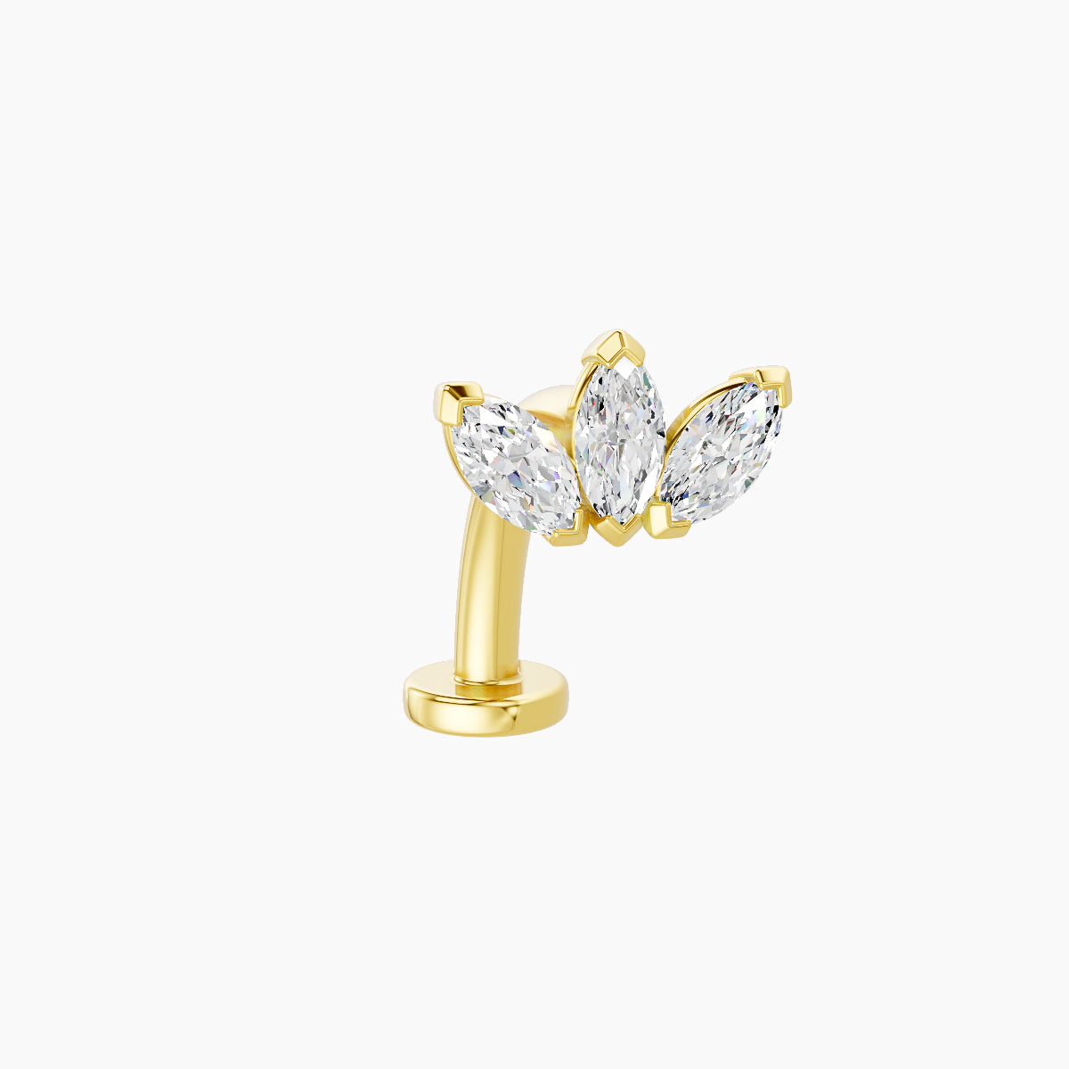 Maia | 18k Yellow Gold 8 mm 10 mm Lotus Diamond Floating Navel Piercing