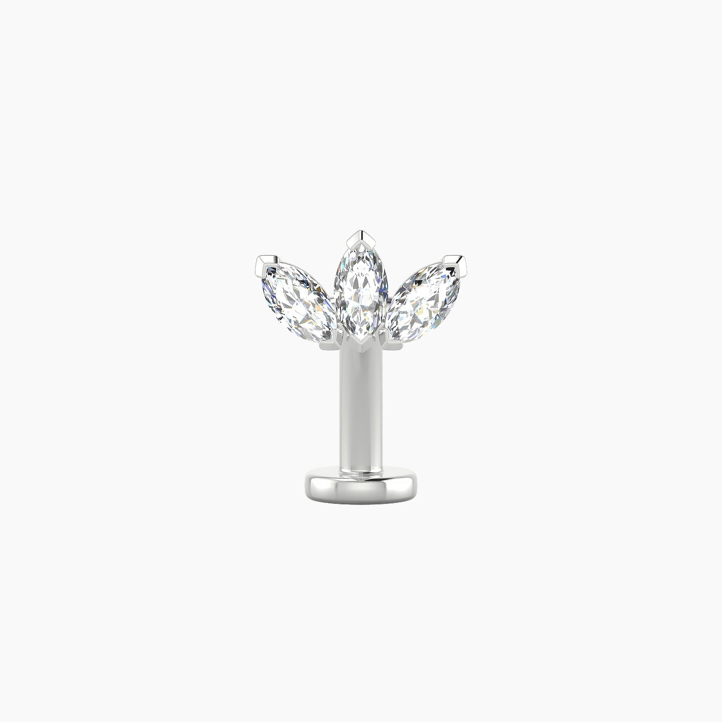 Maia | 18k White Gold 8 mm 10 mm Lotus Diamond Floating Navel Piercing