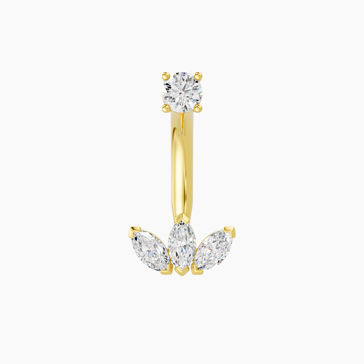 Maia | 18k Yellow Gold 8 mm 10 mm Lotus Diamond Navel Piercing