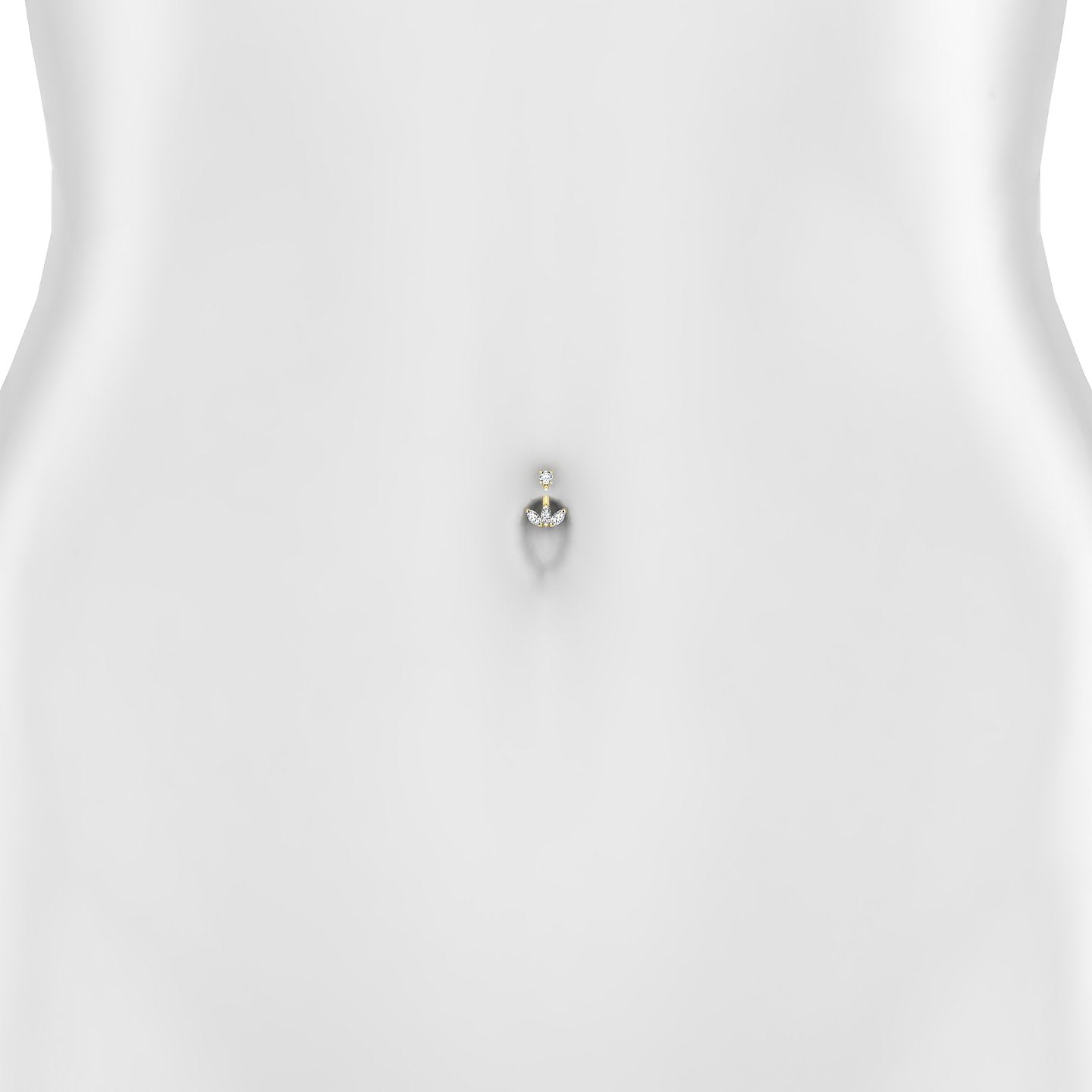 Maia | 18k Yellow Gold 10 mm 8 mm Lotus Diamond Navel Piercing