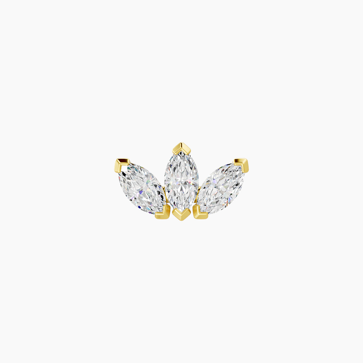 Maia | 18k Yellow Gold 8 mm 5 mm Lotus Diamond Nose Piercing