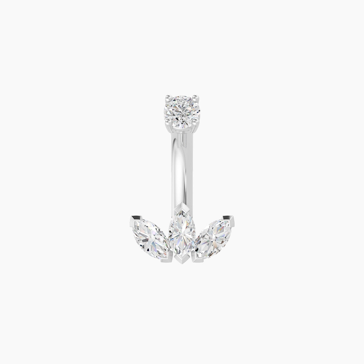 Maia | 18k White Gold 8 mm 6 mm Lotus Diamond Belly Piercing