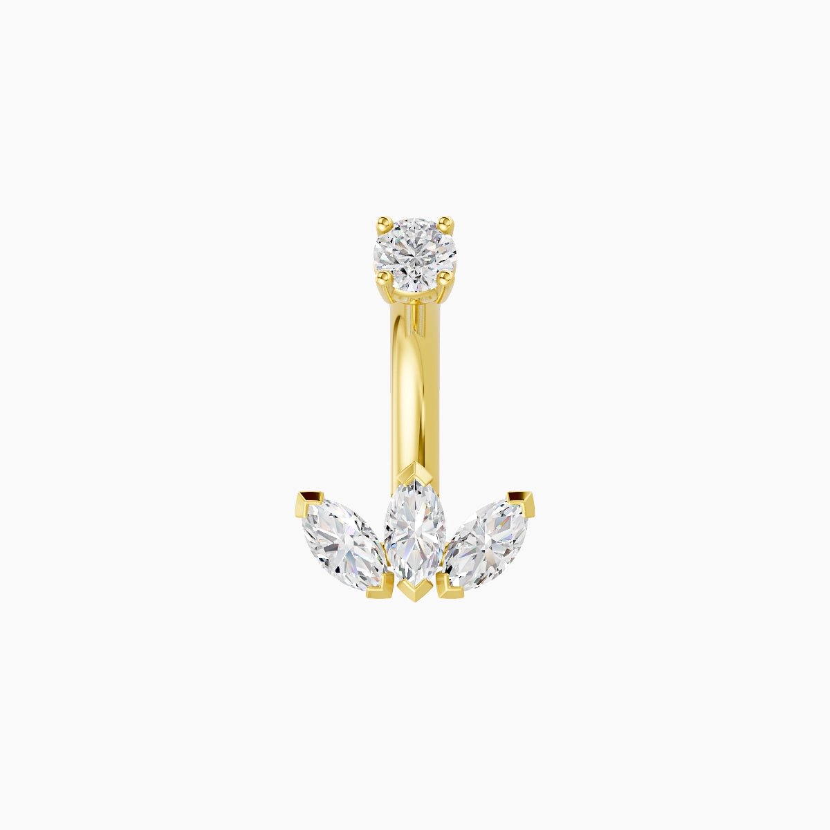 Maia | 18k Yellow Gold 8 mm 6 mm Lotus Diamond Belly Piercing