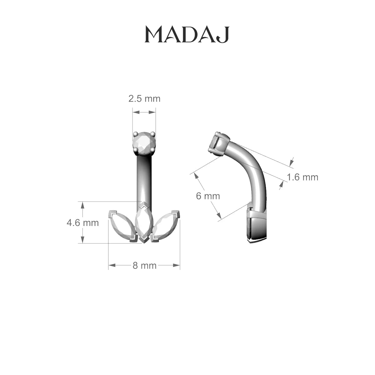 Maia | 18k Rose Gold 8 mm 6 mm Lotus Diamond Belly Piercing