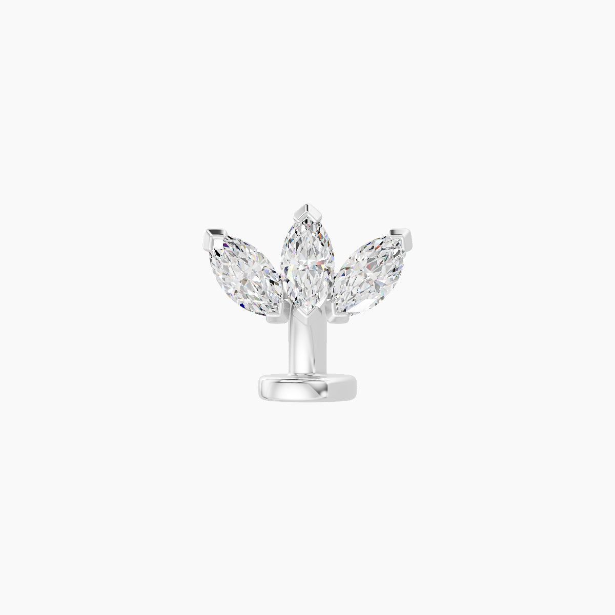 Maia | 18k White Gold 8 mm 6 mm Lotus Diamond Floating Navel Piercing
