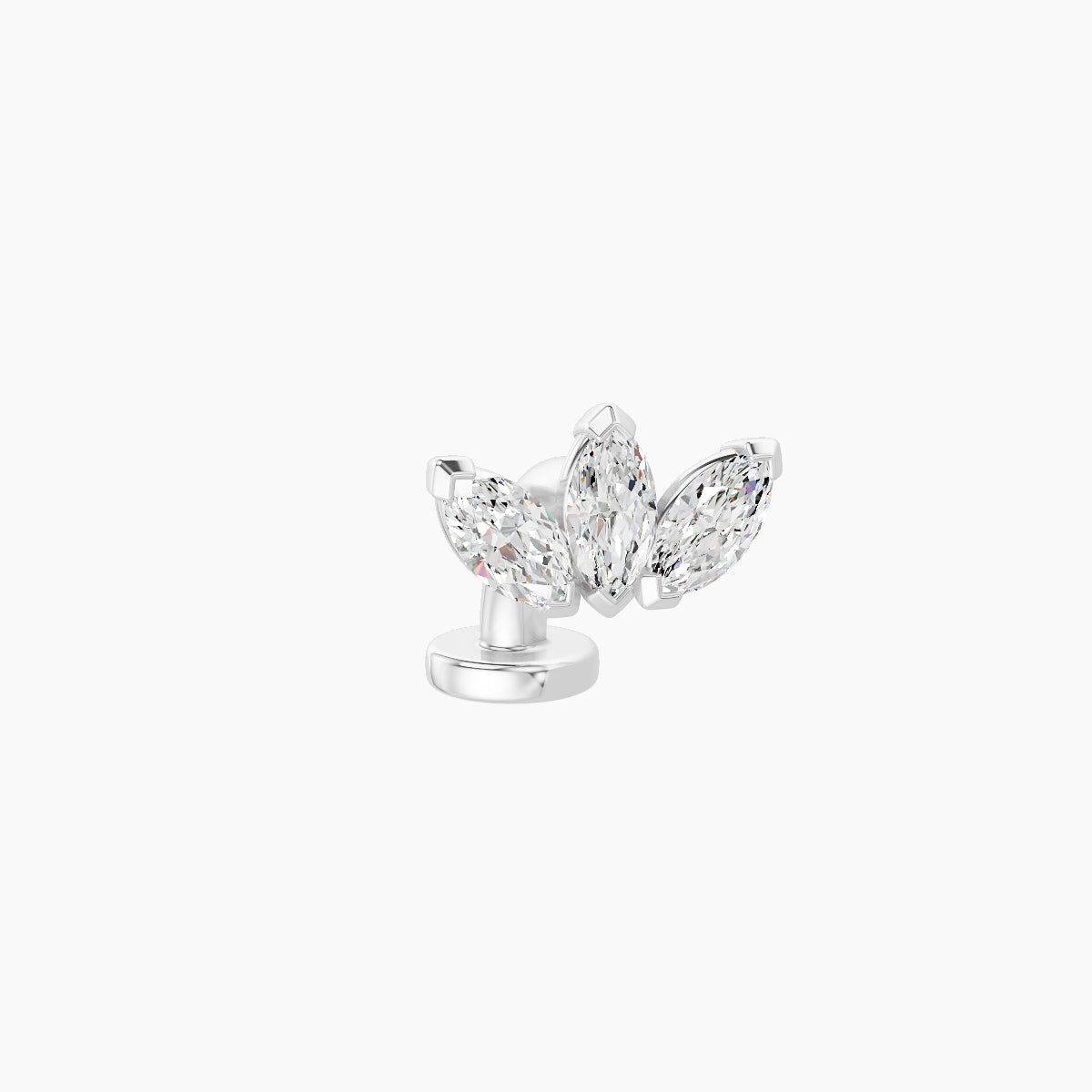 Maia | 18k White Gold 8 mm 6 mm Lotus Diamond Floating Navel Piercing