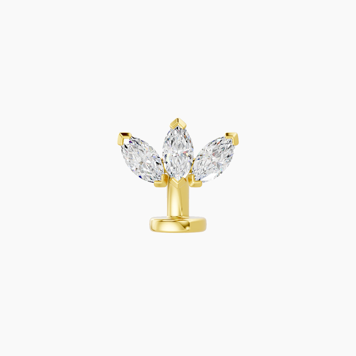 Maia | 18k Yellow Gold 8 mm 6 mm Lotus Diamond Floating Navel Piercing