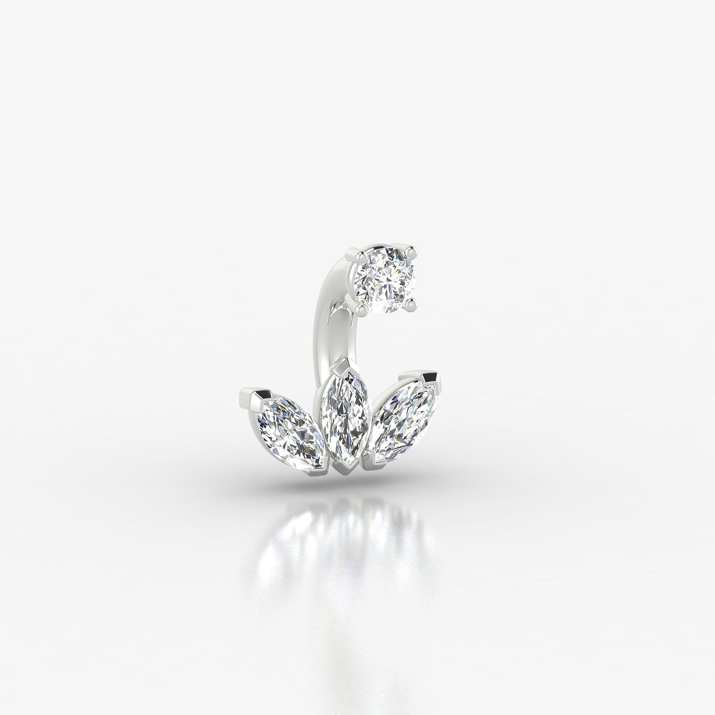 Maia | 18k White Gold 6 mm 8 mm Lotus Diamond Navel Piercing