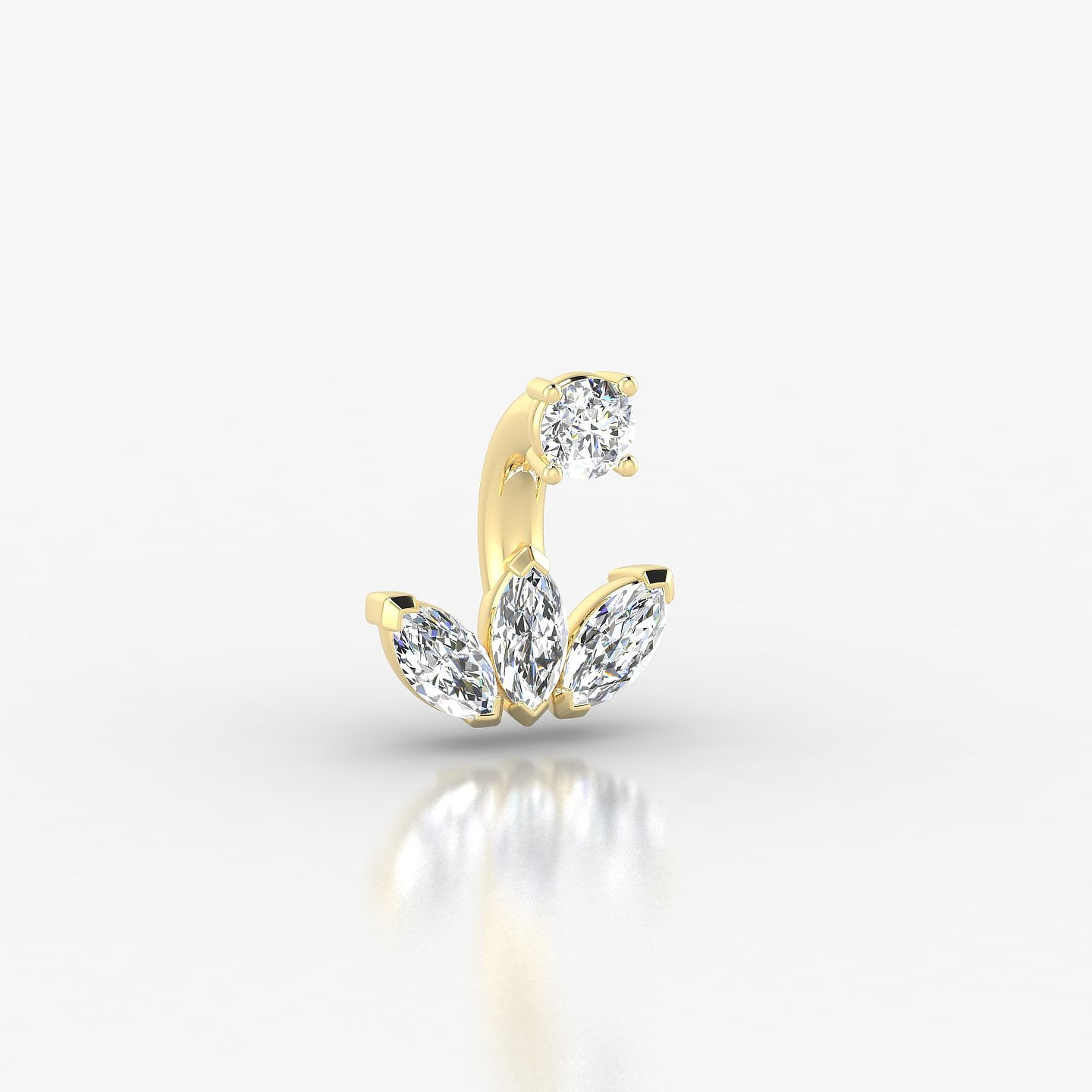 Maia | 18k Yellow Gold 6 mm 8 mm Lotus Diamond Navel Piercing