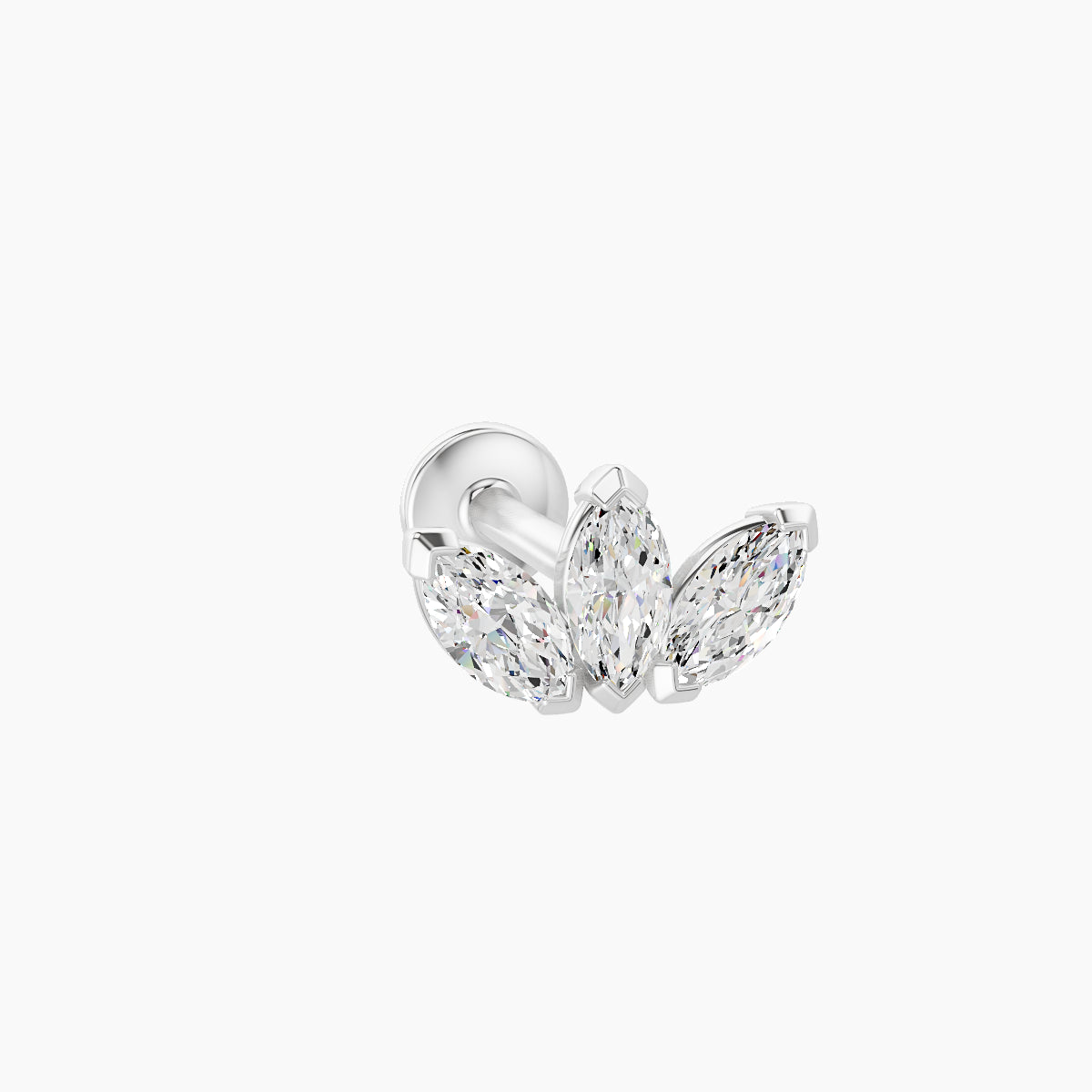 Maia | 18k White Gold 8 mm 6.5 mm Lotus Diamond Nose Piercing